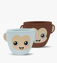 SET X2 PORTA SNACK SILICONA CELESTE Y MARRON
