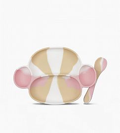 SET PLATO Y CUCHARA SILICONA ROSA O BATIK
