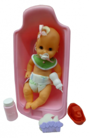BEBE CON BAÑERA Y ACCESORIOS MEDIANO EN BOLSA