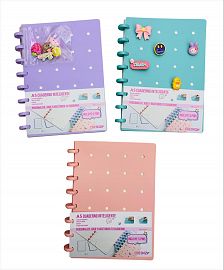CUADERNO A5 DISCOS  CON PINES - COLORES SURTIDOS -